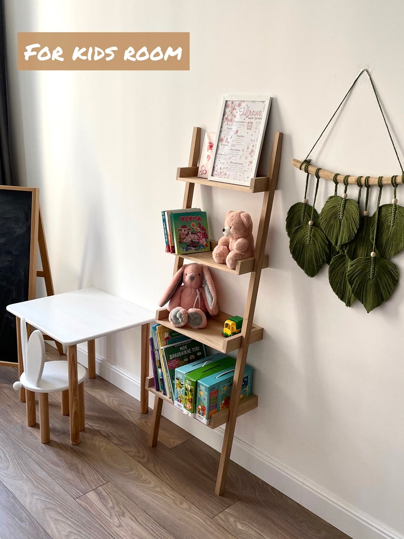 Ladder Bookshelf Modern Vertical Bookshelf Bathroom Ladder Etsy