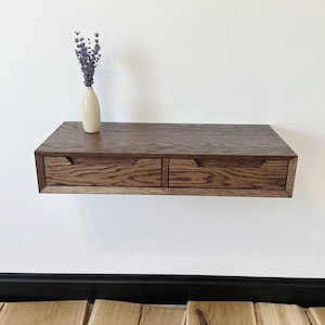 console table with drawers, solid oak wood floating entryway table, small wooden  wall mounted  hall table,organize console shelf