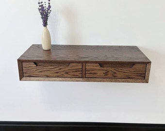 console table with drawers, solid oak wood floating entryway table, small wooden  wall mounted  hall table,organize console shelf