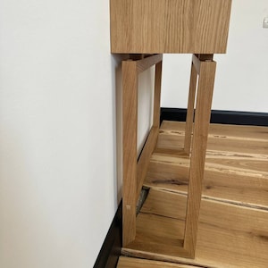 white oak console table with drawers, narrow long solid wood entry table, skinny small console table for living room, scandinavian furniture image 7