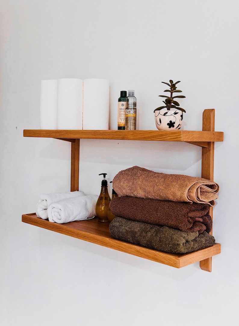 White Oak Floating Wood Shelf for Bedroom Double Kitchen Wall Etsy