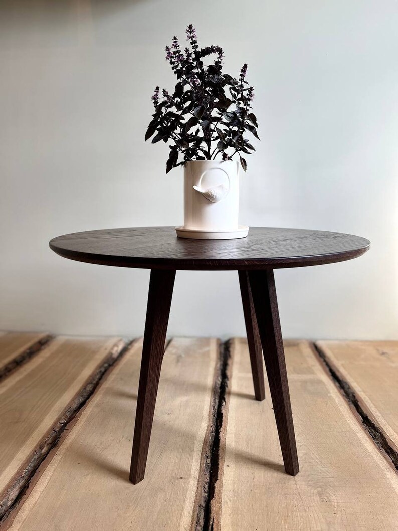 Round Solid Wood Oak Coffee Table Rustic Circle Coffee Table Etsy