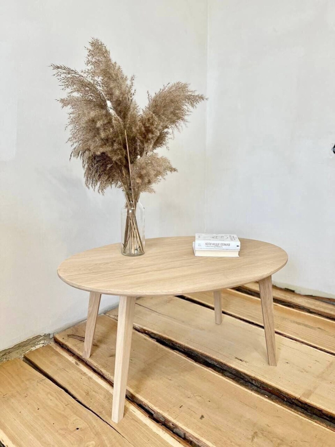 Oval Large Coffee Table Low Wooden Coffee Table Rustic Wood Oak Coffee