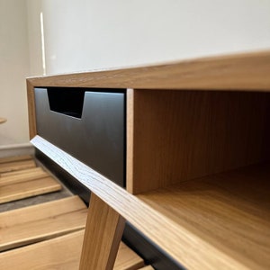 wood desk with drawers, small office desk, handmade cstom furniture, solid oak modern desk, writing work table image 3