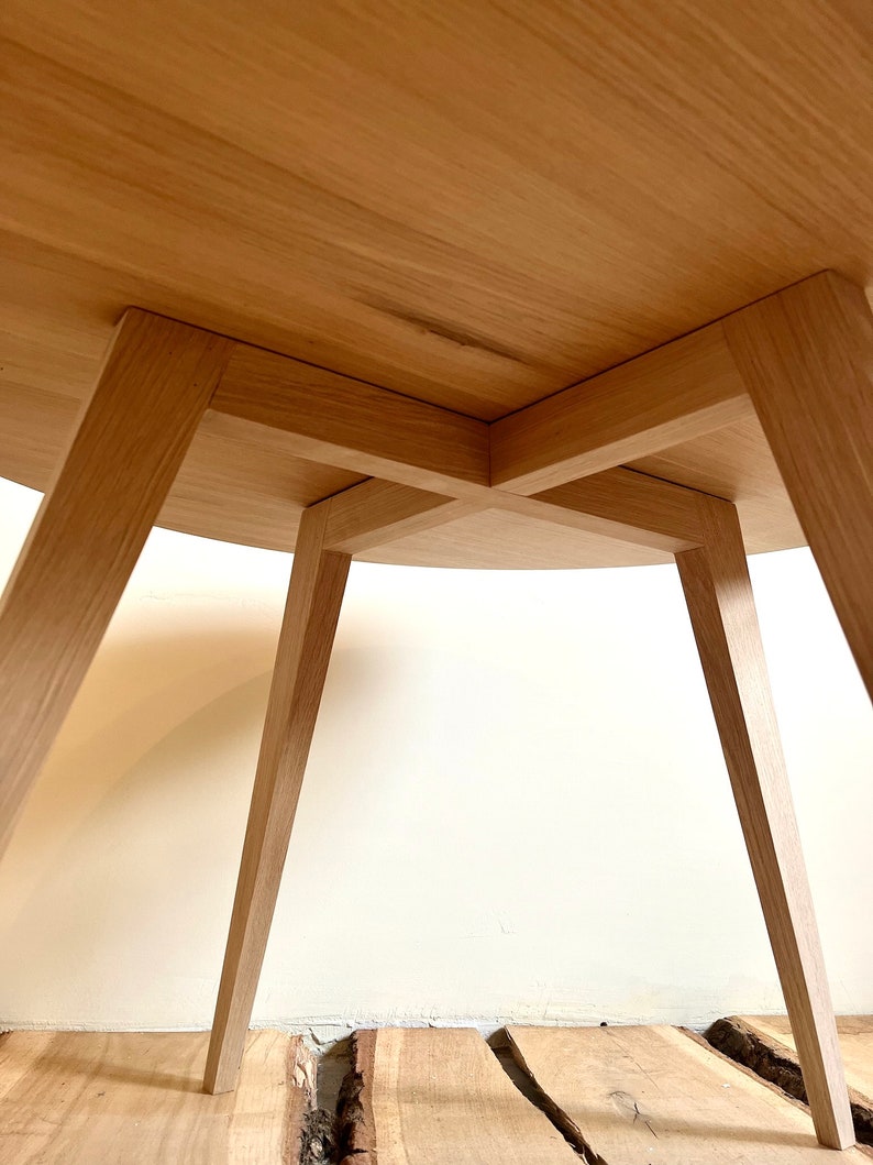 Oak Circle Coffee Table Round Solid Wood Table Large Low Etsy