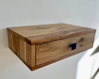 rustic floating nightstand with drawer white oak farmhouse bedside table for bedroom mid century floating funky side table wooden nightstand
