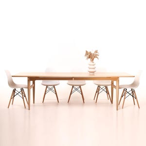 Modern Large Scandinavian Oak Dining Table, Minimal kitchen table, custom wood breakfast table