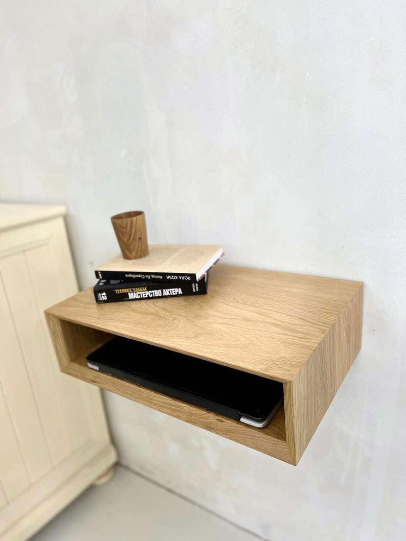 Floating Nightstand With Drawer Wall Mounted Nightstand Set Etsy