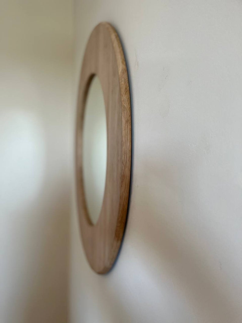Circle Large Wooden White Oak Mirror Aesthetic Round Mirror Etsy