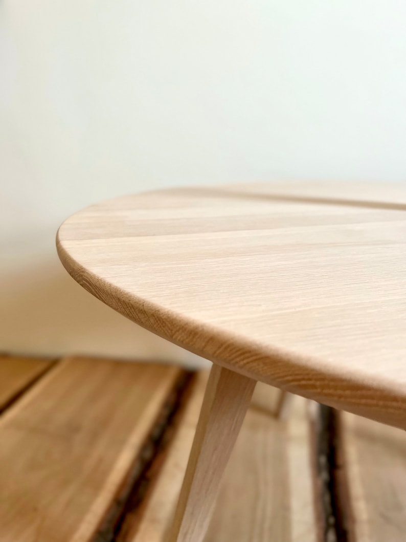 Oak Circle Coffee Table Round Solid Wood Table Large Low Etsy