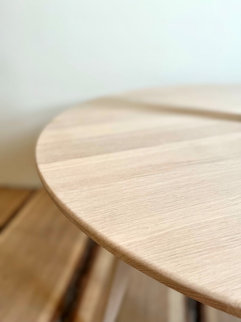 Oak Circle Coffee Table Round Solid Wood Table Large Low Etsy