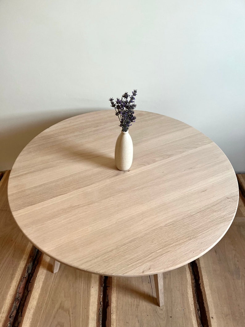 Oak Circle Coffee Table Round Solid Wood Table Large Low Etsy