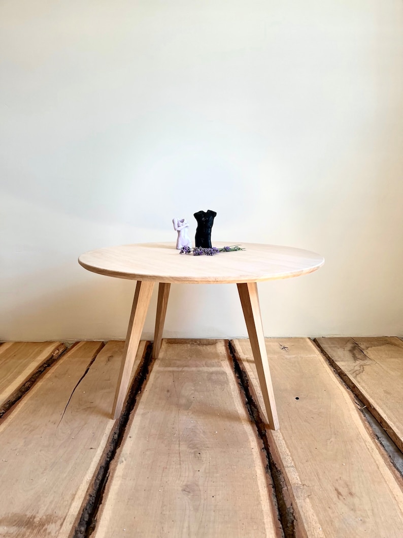 Oak Circle Coffee Table Round Solid Wood Table Large Low Etsy