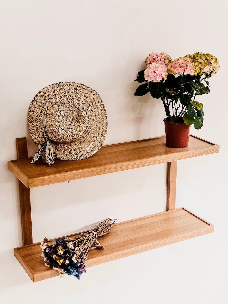 White Oak Floating Wood Shelf for Bedroom Double Kitchen Wall Etsy