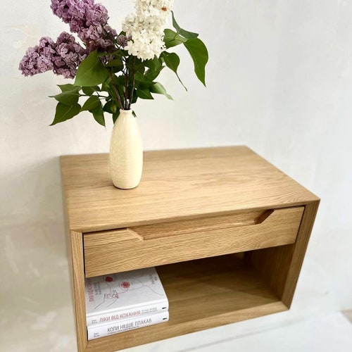 Floating Nightstand With Drawer Wall Mounted Nightstand Set Etsy