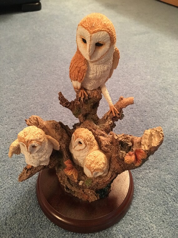 Royal Worcester Rare Barn Owls Adult And Three Chicks In A Etsy