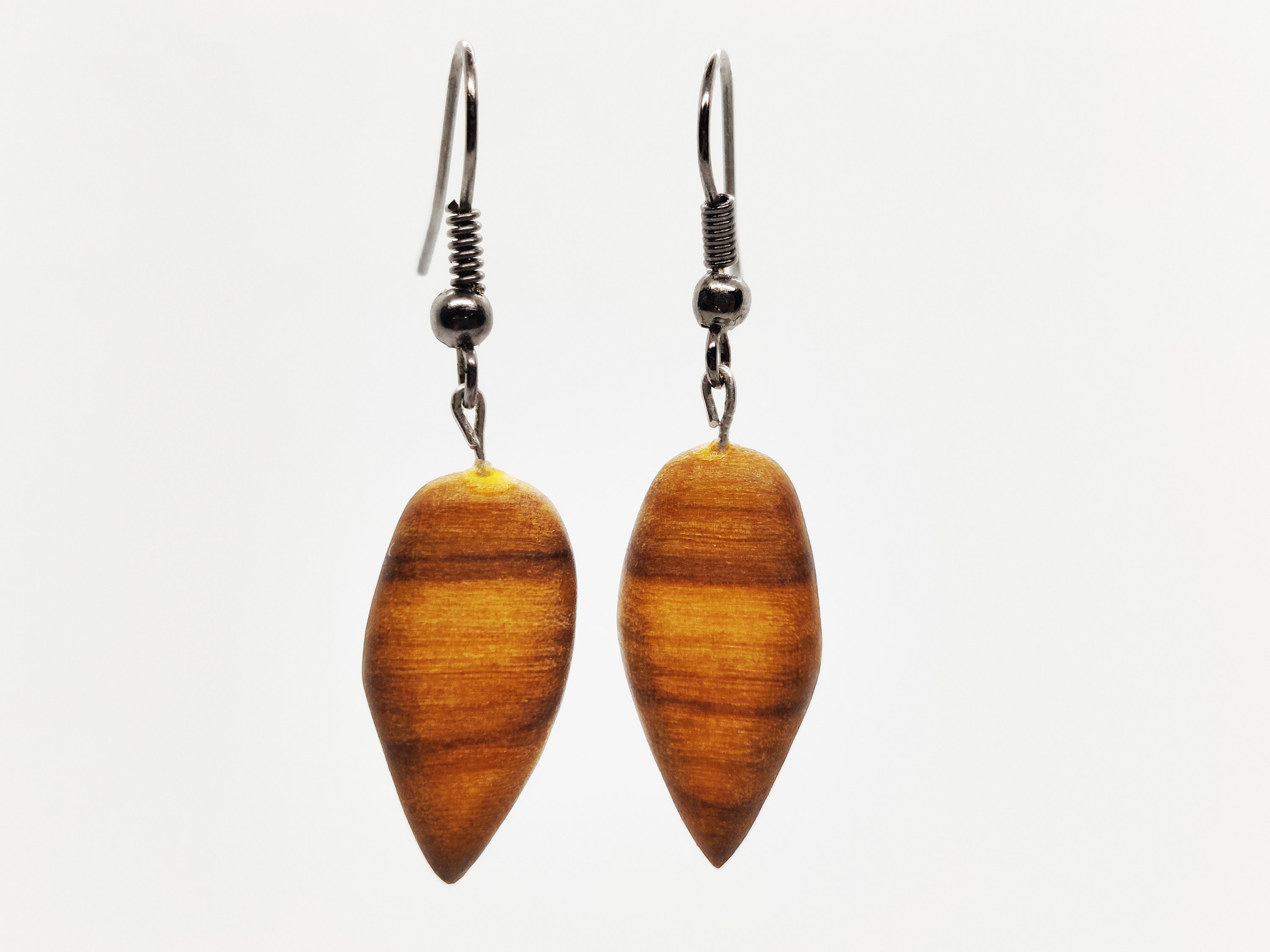 wooden jewelry hand-carved wooden earrings handmade from upcycled olive wood Olive wooden earrings