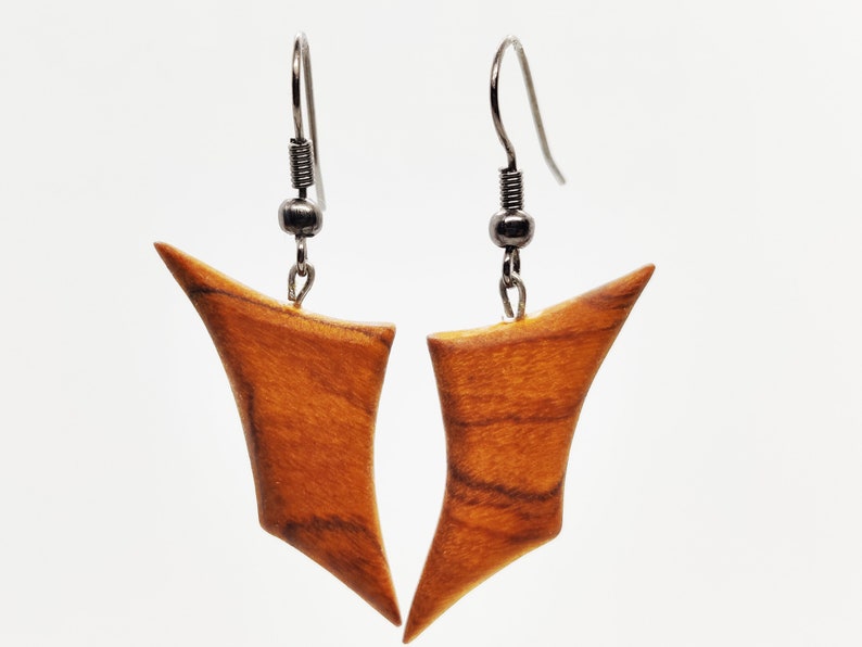 wooden jewelry hand-carved wooden earrings handmade from upcycled olive wood Olive wooden earrings