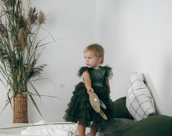 Only one 86/92 Green tulle dress cristmass dress baby girl dress Toddler christmas dress  baby girl  emerald green dress,  princess dress