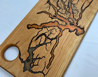 White Oak with Blue Pearl Epoxy Family Tree Lichtenburg Fractal Wood burning