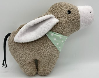 Personalizable donkey, terry sand / white, 31x28x10cm