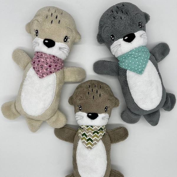 Personalized otter with scarf, terry cloth, approx. 32x21x7cm