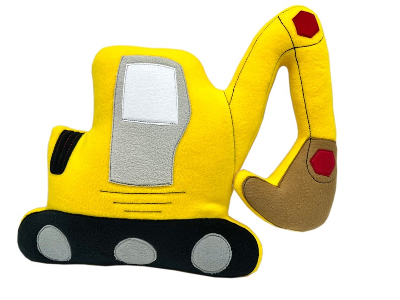 Cuddly pillow excavator, customizable, yellow fleece, approx. 42x33x13cm image 2