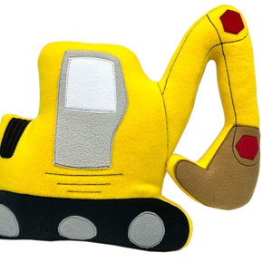 Cuddly pillow excavator, customizable, yellow fleece, approx. 42x33x13cm image 8