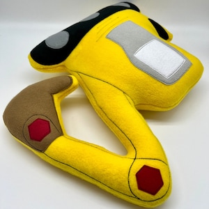 Cuddly pillow excavator, customizable, yellow fleece, approx. 42x33x13cm image 5