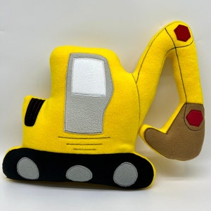 Cuddly pillow excavator, customizable, yellow fleece, approx. 42x33x13cm image 7