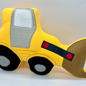 Cuddly cushion wheel loader, customizable, yellow, approx. 42x27x10cm