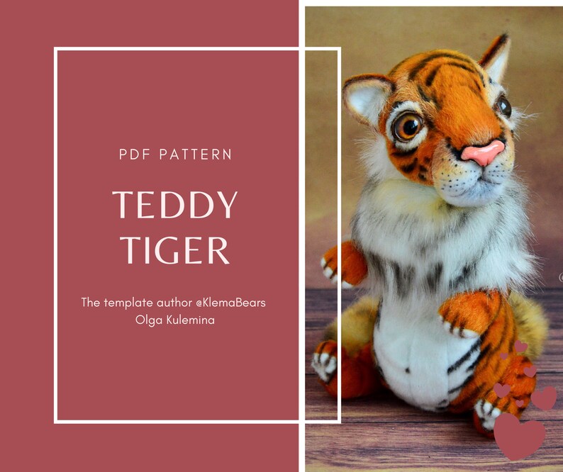 Teddy tiger sewing pattern Pattern stuffed animal Pattern | Etsy