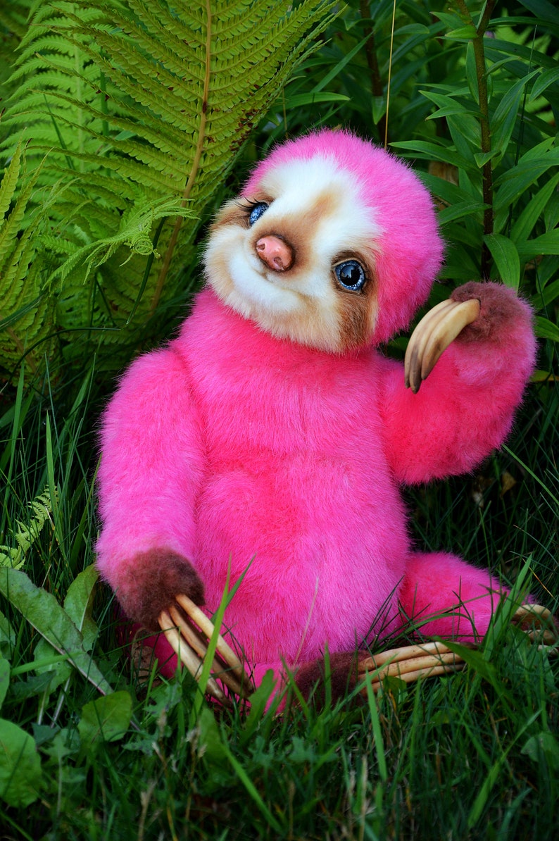 The Pink Sloth Strawberry Amazing Teddy bear sloth OOAC Teddy | Etsy
