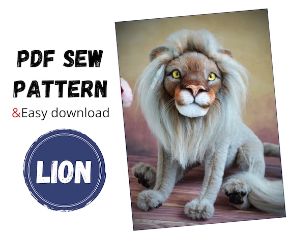 SEW PATTERN Lioness Pattern PDF-Teddy bear Realistic animal toy Figure stuffed animal Wild cat pattern Realistic Wildcat