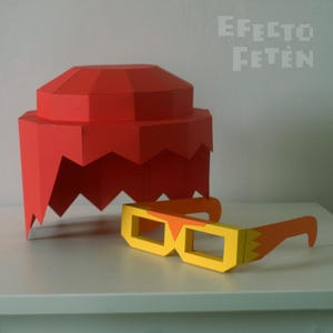 Peluca y Gafas, Plantillas para imprimir, Modelo de papel, Poligonal 3D, DIY, Low Poly, descargable