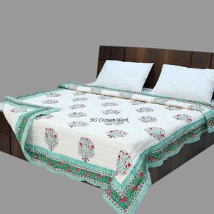 New Traditional Jaipuri Cotton Razai, Hand Block Printed Quilt, Lightweight Soft Quilt, 100% Cotton Comforter, Handmade Quilt All sizes
