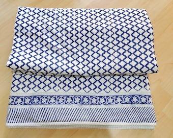 Hand Block Printed Cotton Dohar: Bohemian Geometric AC Blanket