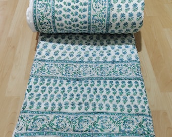 Hand Block Print Quilt – Reversible Indian Cotton Razai, Ethnic Boho Bedspreads66666666666666666666666666666666666666666666666666666