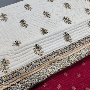 hand block print Quilts/Jaipuri Razai/Soft Quilt/Hand Block Print Quilt /Jaipuri Famous Quilt/Queen size Quilt, bedding boho blanket