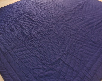 Solid Blue Kantha Quilt: Handmade Indian Cotton Bedding
