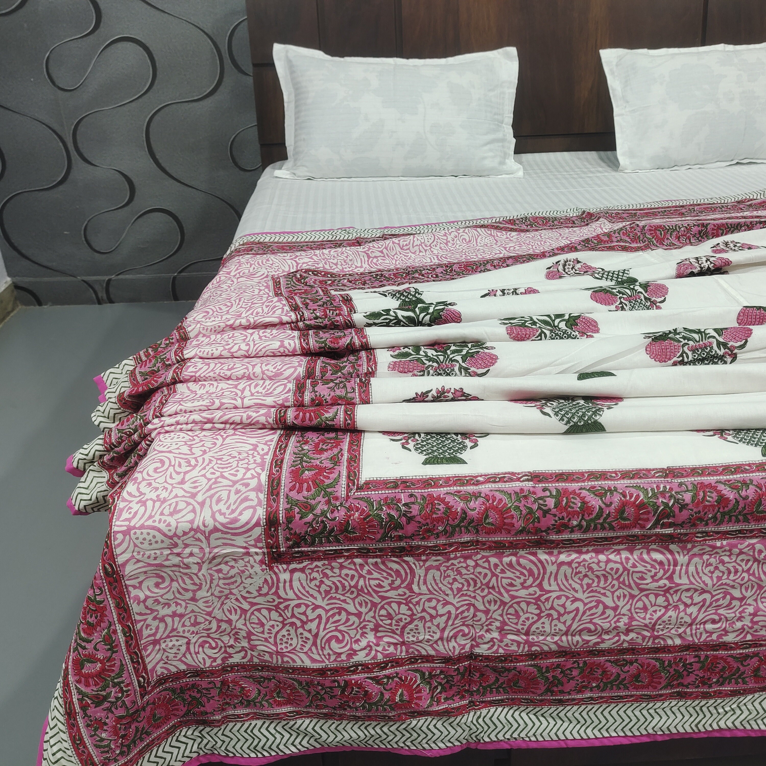 AC and Summer Quilt Blanket Cotton Dohar pink Summer Quilt Reversible Hand Block Print Soft Cotton Double Sided Dohar Blanket Etsy Canada