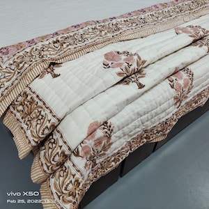 Queen quilts for sale - Comfy blanket - Kantha quilt queen - Jaipur quilt - Contemporary quilt - green queen quilt - Mother&#39;s Day Gifts