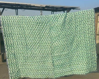 New Floral Block Print Home Decor Cotton Quilt: King Size Bed Quilt /Comforter