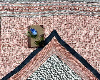 Hand Block Print Cotton Quilt: Queen Size Bed Cover