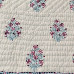 New Design Reversible Hand Block print Quilt New Floral Print Bedding Throw Blanket Throw Art Jaipuri Print Quilt Queen size blanket