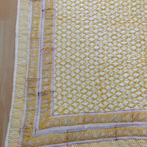 Reversible Cotton Quilt: Hand Block Print Bohemian Bedspread