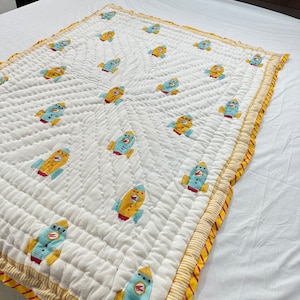 Beautiful Baby quilt, A baby gift Blanket, baby shower, organic cotton blanket, space rocket quilt, comfortable for baby image 4