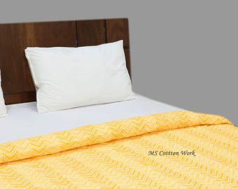 Hand Block Print Cotton Quilt: Jaipuri Razai, Soft Warm Blanket for Home Decor