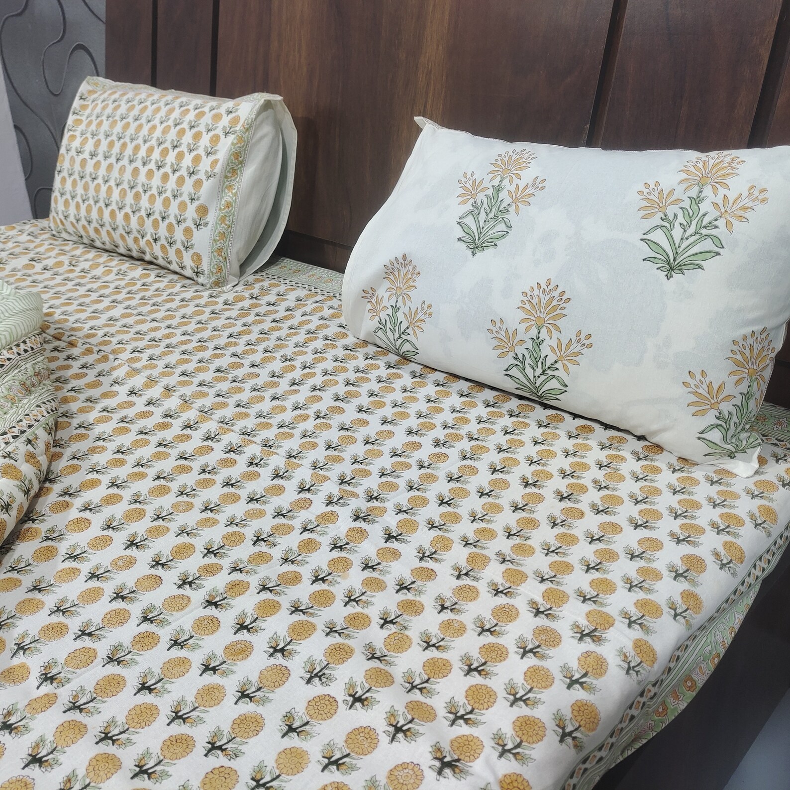 Cotton Quilt Block Print Bedding Set 1 PCS Bed Sheet / 2 Etsy