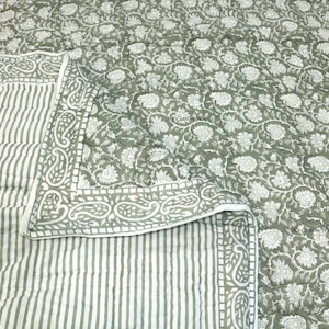 Jaipuri Block Print Quilt Printed Reversible Razai Cotton Handmade Floral Quilt, Jaipuri Razai, Bedspread Comforter, 100% Handmade